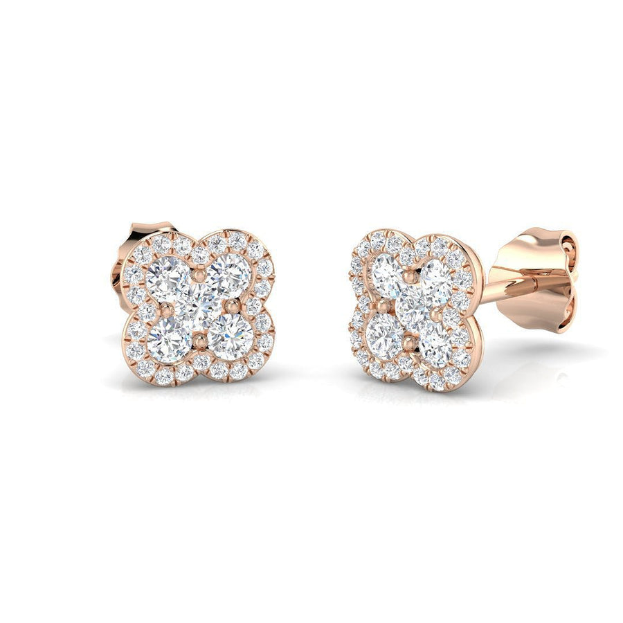 Lab Diamond Clover Cluster Earrings 0.50ct G/VS in 9k Rose Gold - After Diamonds