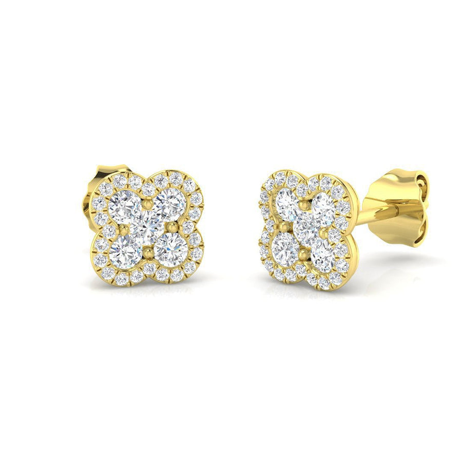 Lab Diamond Clover Cluster Earrings 0.50ct G/VS in 9k Yellow Gold - After Diamonds