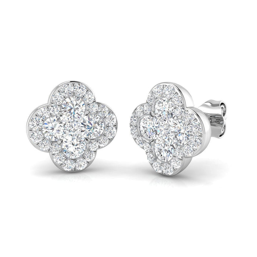 Lab Diamond Clover Cluster Earrings 1.50ct G/VS in 925 Silver - After Diamonds