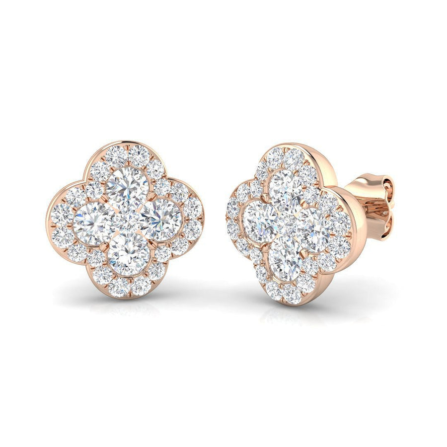 Lab Diamond Clover Cluster Earrings 1.50ct G/VS in 9k Rose Gold - After Diamonds