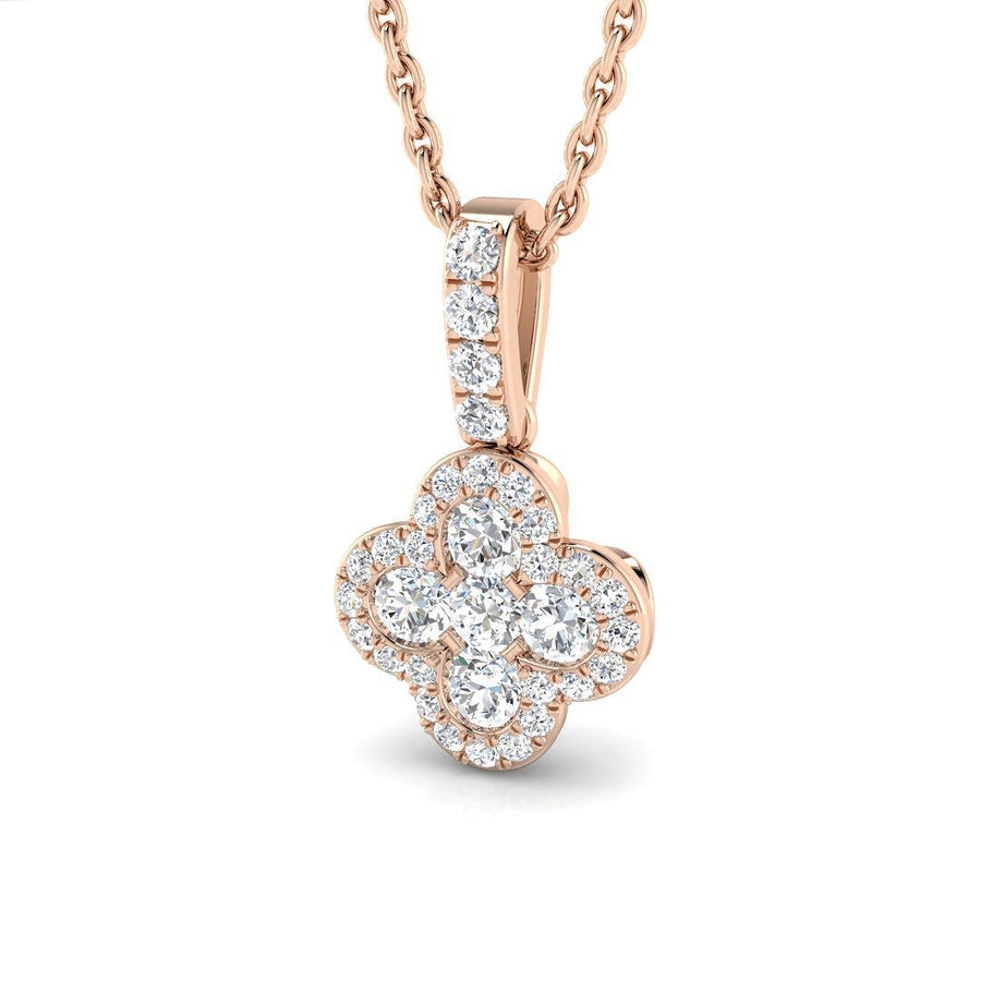 Lab Diamond Clover Necklace Pendant 0.30ct G/VS in 9k Rose Gold - After Diamonds