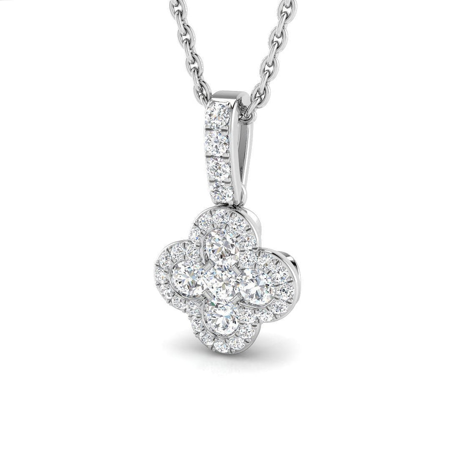 Lab Diamond Clover Necklace Pendant 0.30ct G/VS in 9k White Gold - After Diamonds
