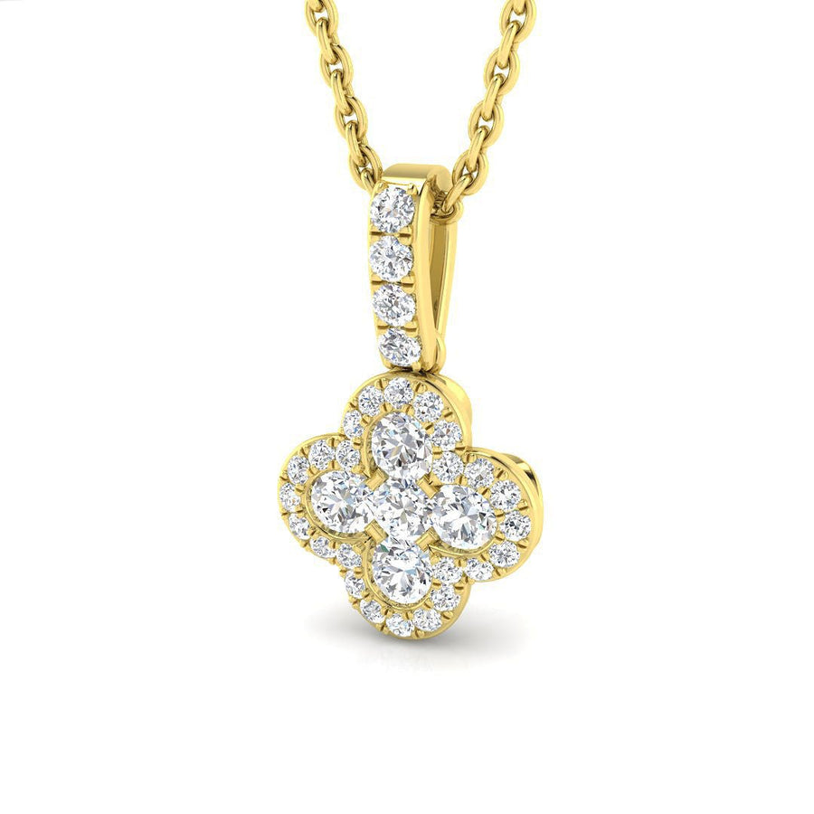 Lab Diamond Clover Necklace Pendant 0.30ct G/VS in 9k Yellow Gold - After Diamonds