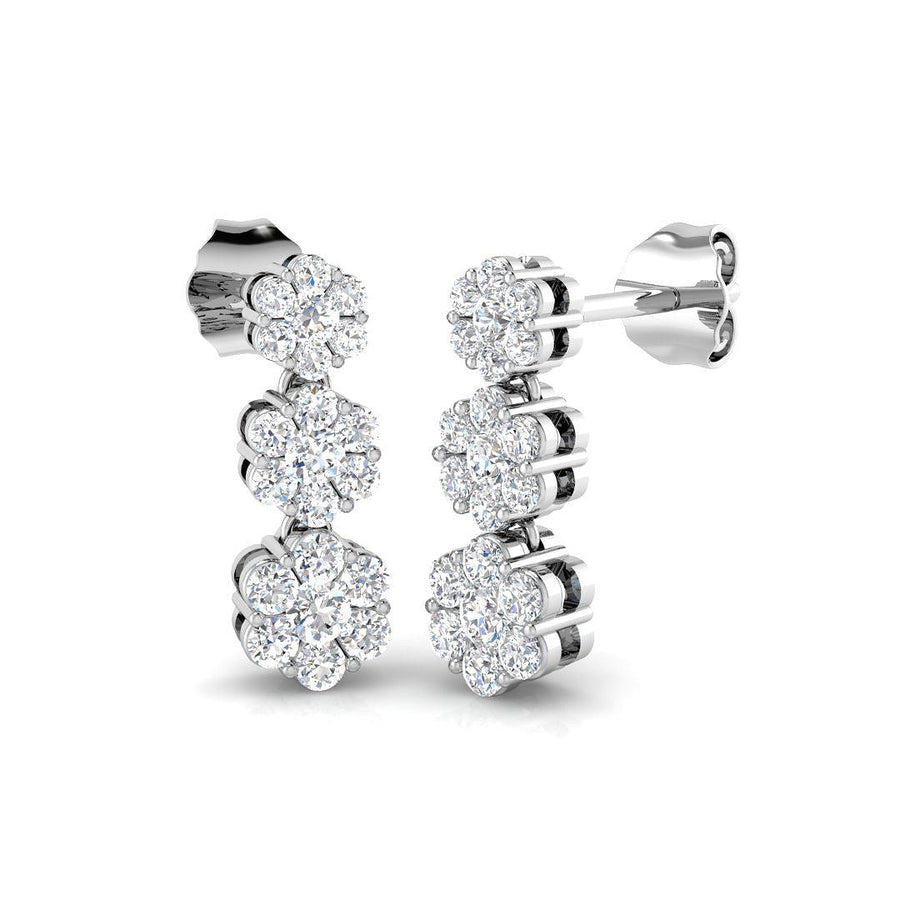Lab Diamond Cluster Drop Earrings 0.70ct G/VS in 925 Silver - After Diamonds