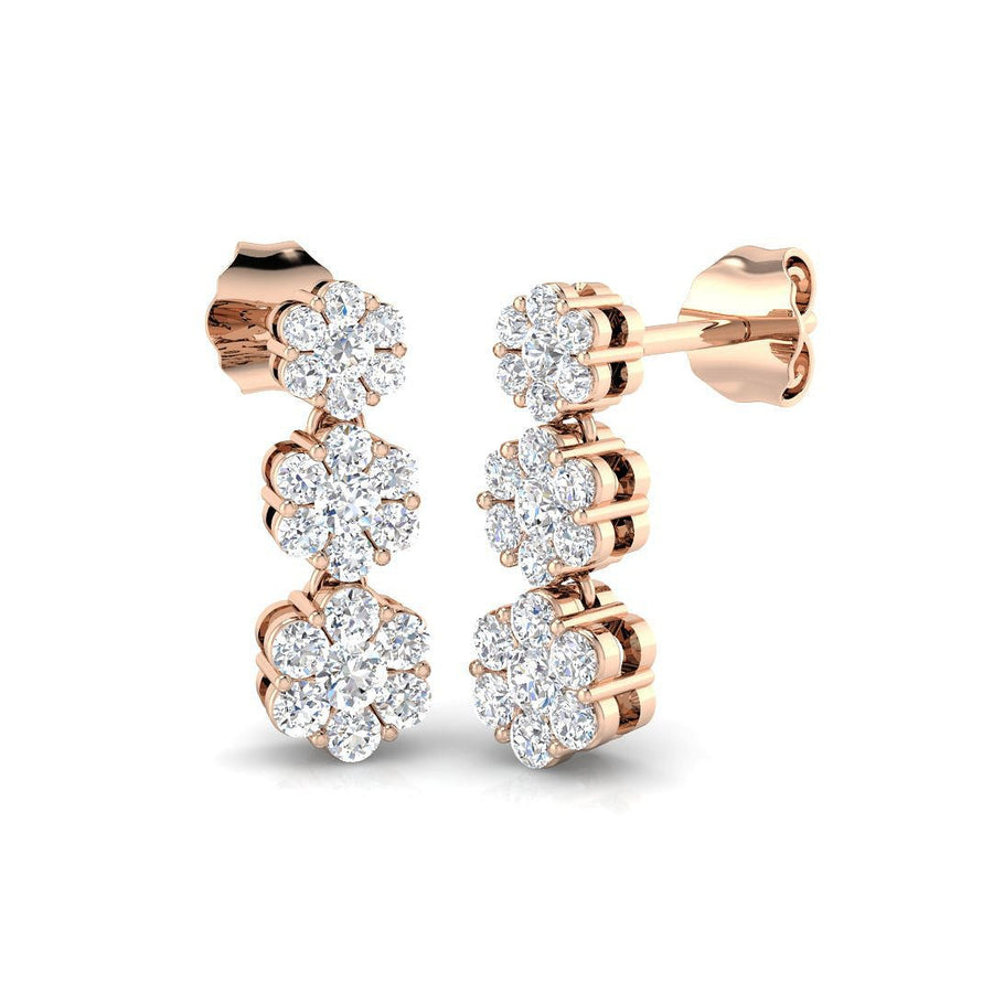 Lab Diamond Cluster Drop Earrings 0.70ct G/VS in 9k Rose Gold - After Diamonds