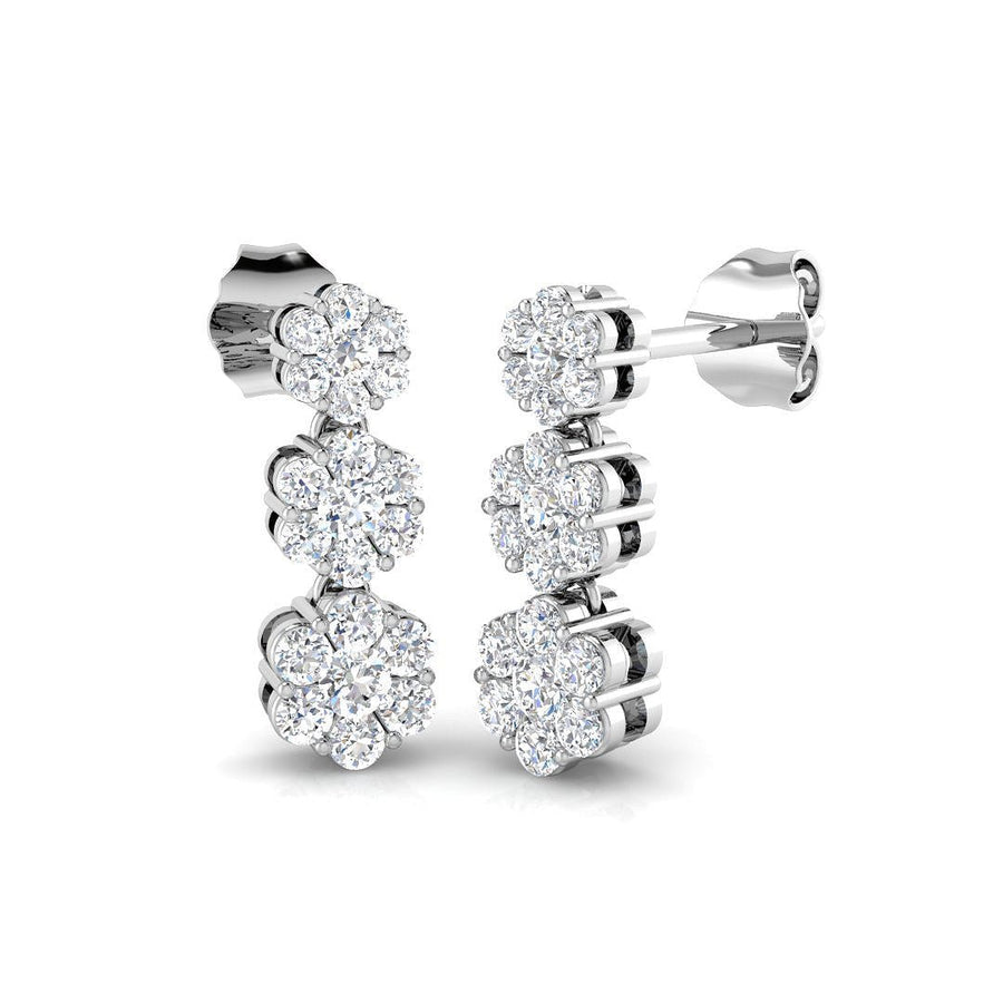 Lab Diamond Cluster Drop Earrings 0.70ct G/VS in 9k White Gold - After Diamonds