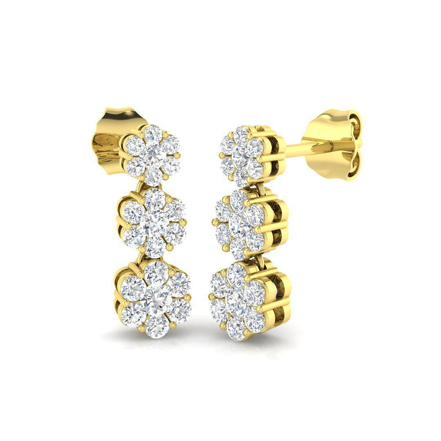 Lab Diamond Cluster Drop Earrings 0.70ct G/VS in 9k Yellow Gold - After Diamonds