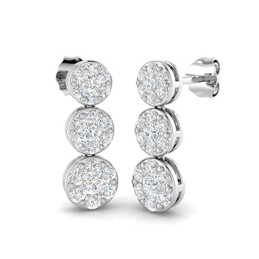 Lab Diamond Cluster Drop Earrings 1.20ct G/VS in 9k White Gold - After Diamonds