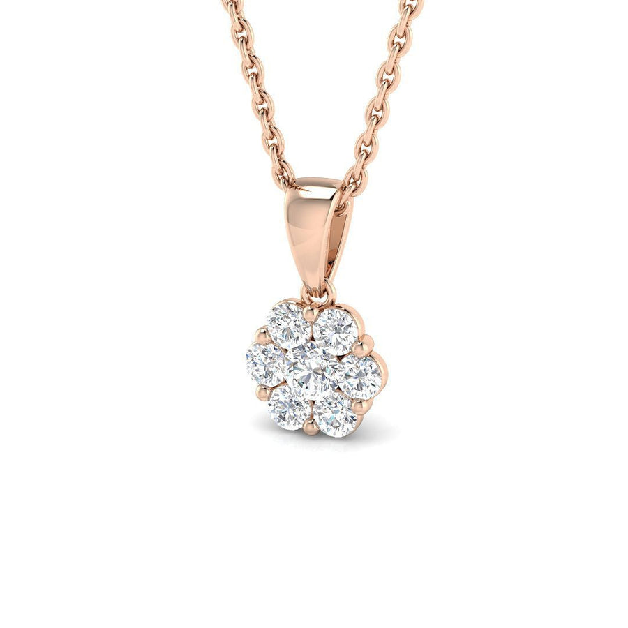 Lab Diamond Cluster Pendant Necklace 0.25ct G/VS in 9k Rose Gold - After Diamonds