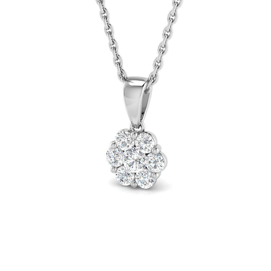 Lab Diamond Cluster Pendant Necklace 0.25ct G/VS in 9k White Gold - After Diamonds