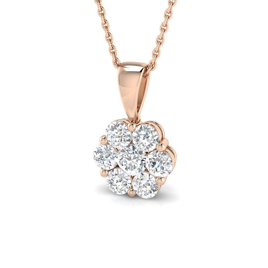 Lab Diamond Cluster Pendant Necklace 1.00ct G/VS in 9k Rose Gold - After Diamonds