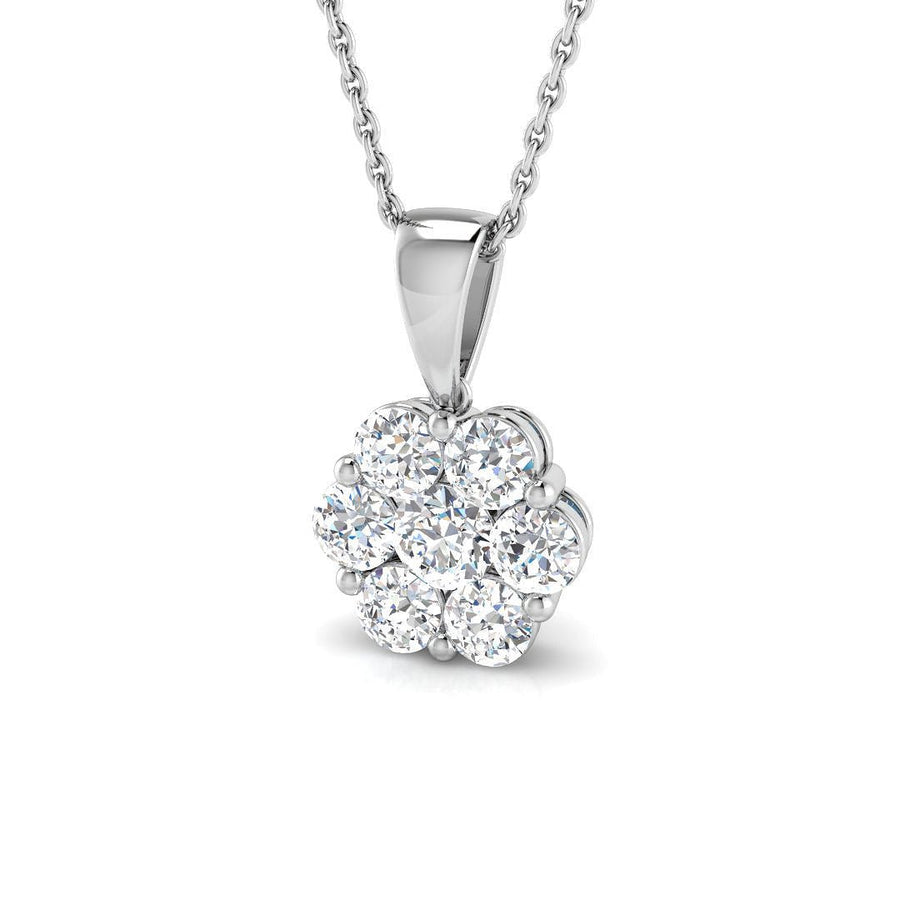 Lab Diamond Cluster Pendant Necklace 1.00ct G/VS in 9k White Gold - After Diamonds