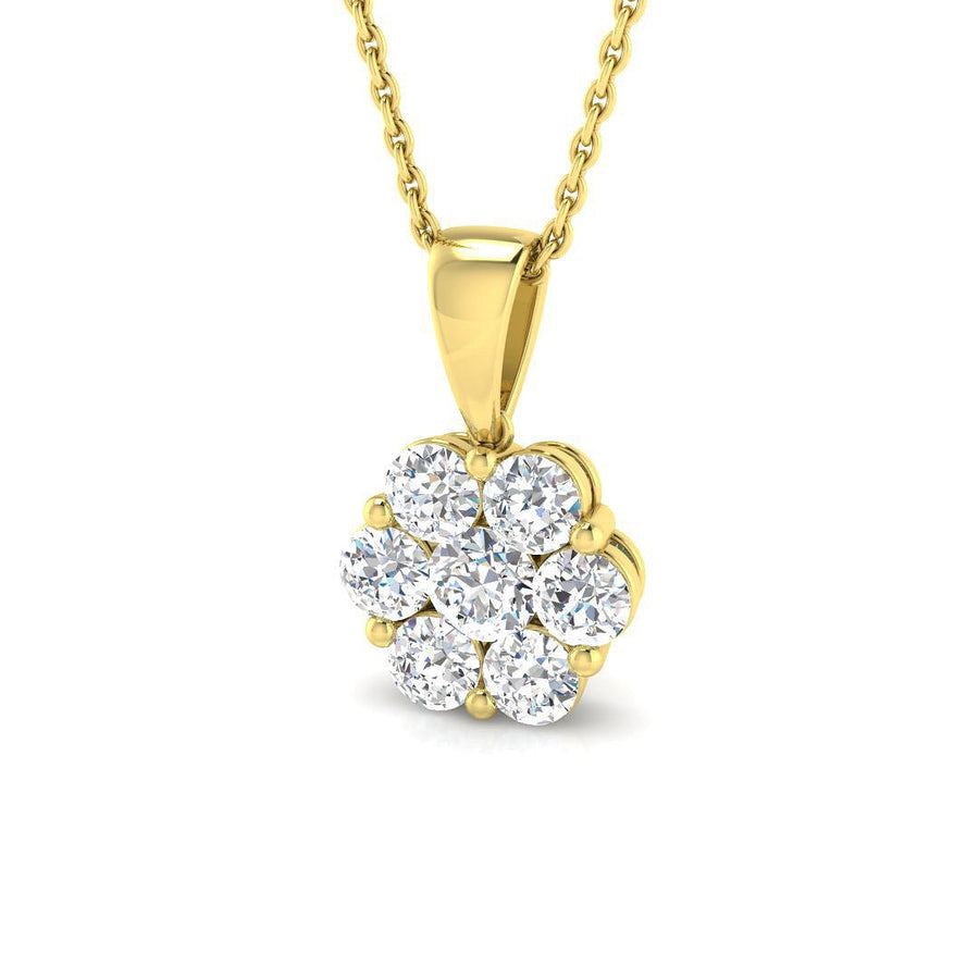 Lab Diamond Cluster Pendant Necklace 1.00ct G/VS in 9k Yellow Gold - After Diamonds