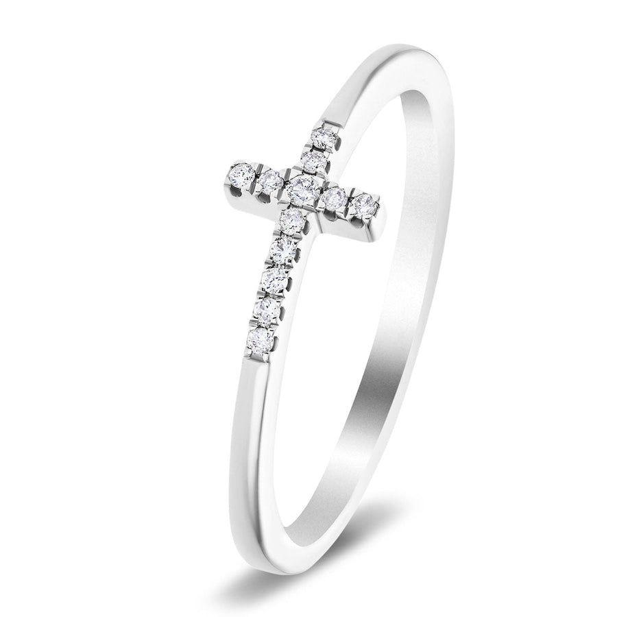 Lab Diamond Cross Ring 0.06ct G/VS in 925 Silver - After Diamonds