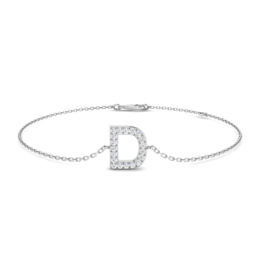 Lab Diamond 'D' Initial Chain Bracelet 0.15ct G/VS in 925 Silver - After Diamonds