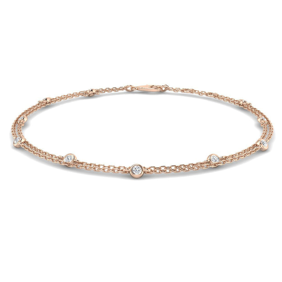 Lab Diamond Double Chain Bracelet 0.25ct in 18k Rose Gold - After Diamonds