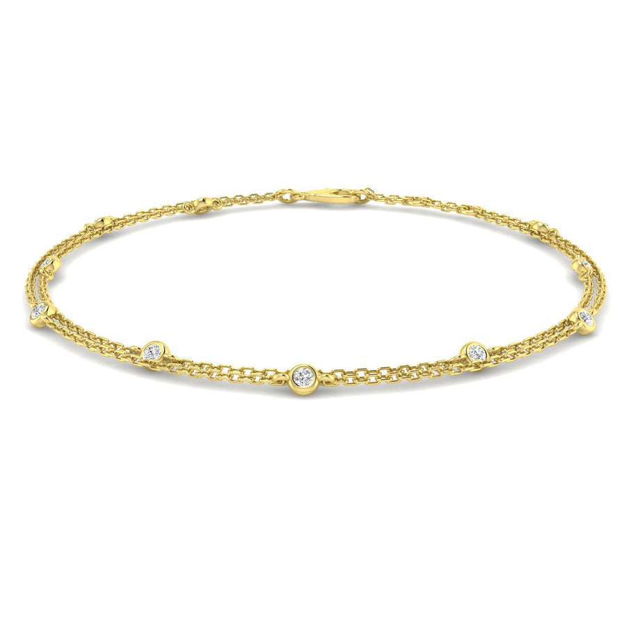 Lab Diamond Double Chain Bracelet 0.25ct in 18k Yellow Gold - After Diamonds