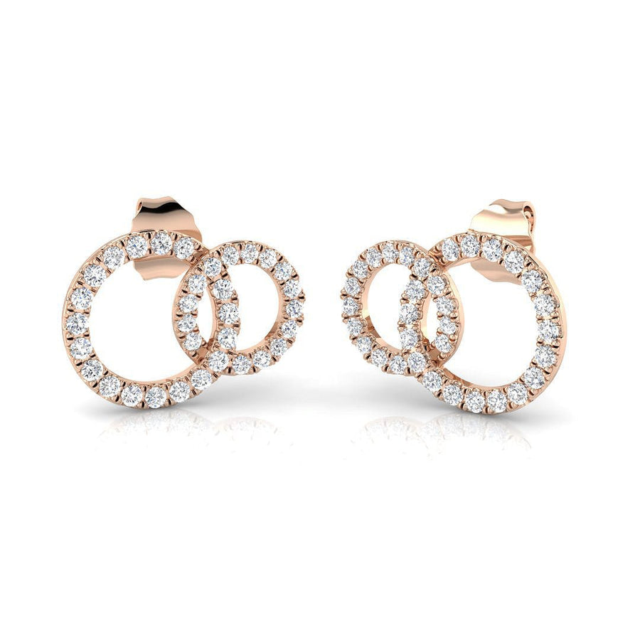 Lab Diamond Double Circle Earrings 0.30ct G/VS in 9k Rose Gold - After Diamonds