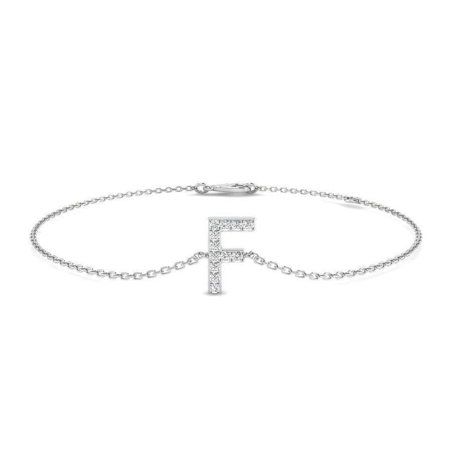 Lab Diamond 'F' Initial Chain Bracelet 0.15ct G/VS in 925 Silver - After Diamonds