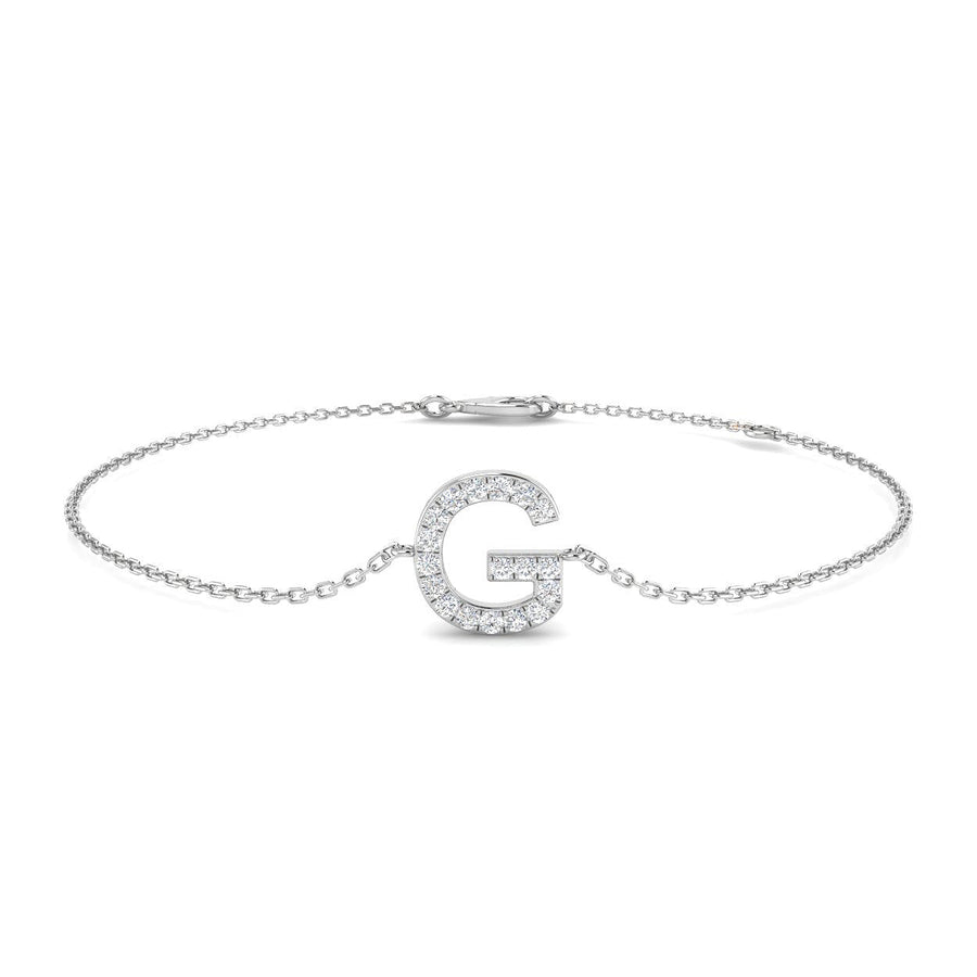 Lab Diamond 'G' Initial Chain Bracelet 0.15ct G/VS in 925 Silver - After Diamonds