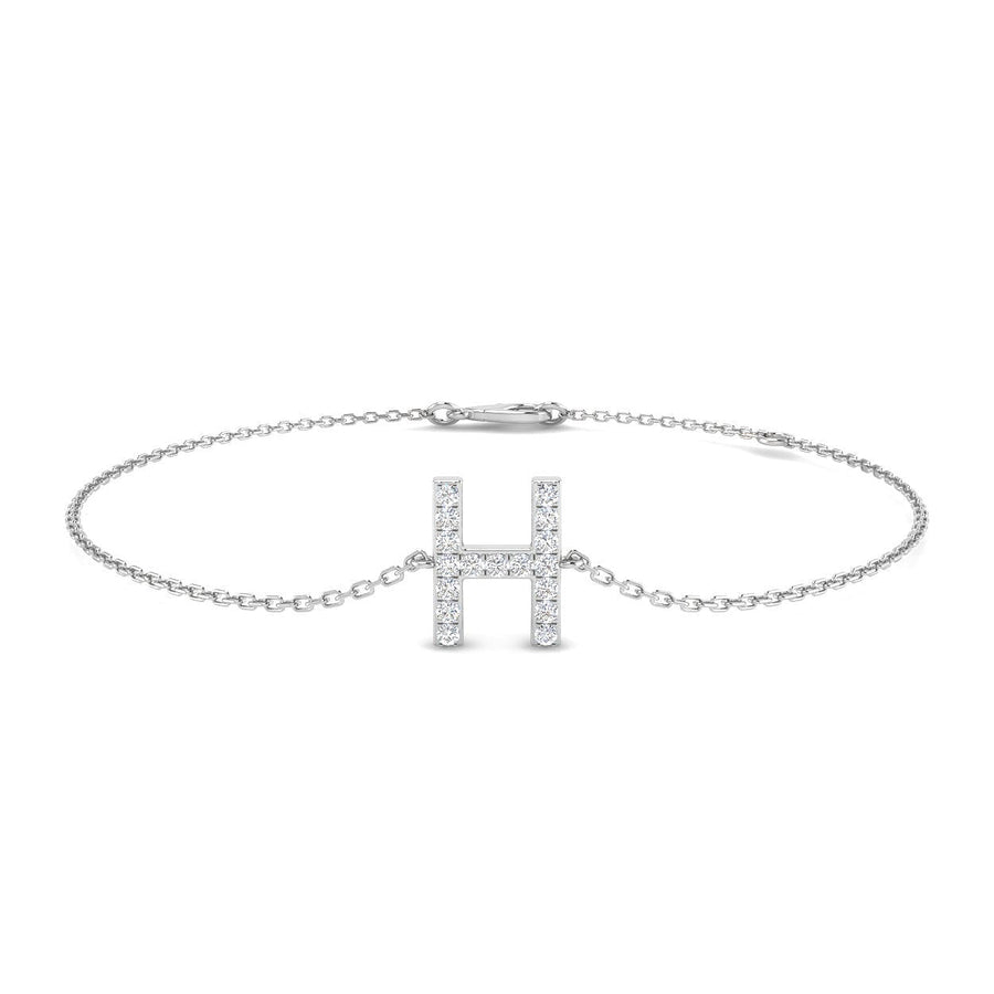 Lab Diamond 'H' Initial Chain Bracelet 0.15ct G/VS in 925 Silver - After Diamonds