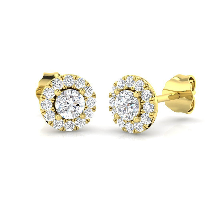 Lab Diamond Halo Earrings 0.40ct G/VS in 925 9k Yellow Gold - After Diamonds