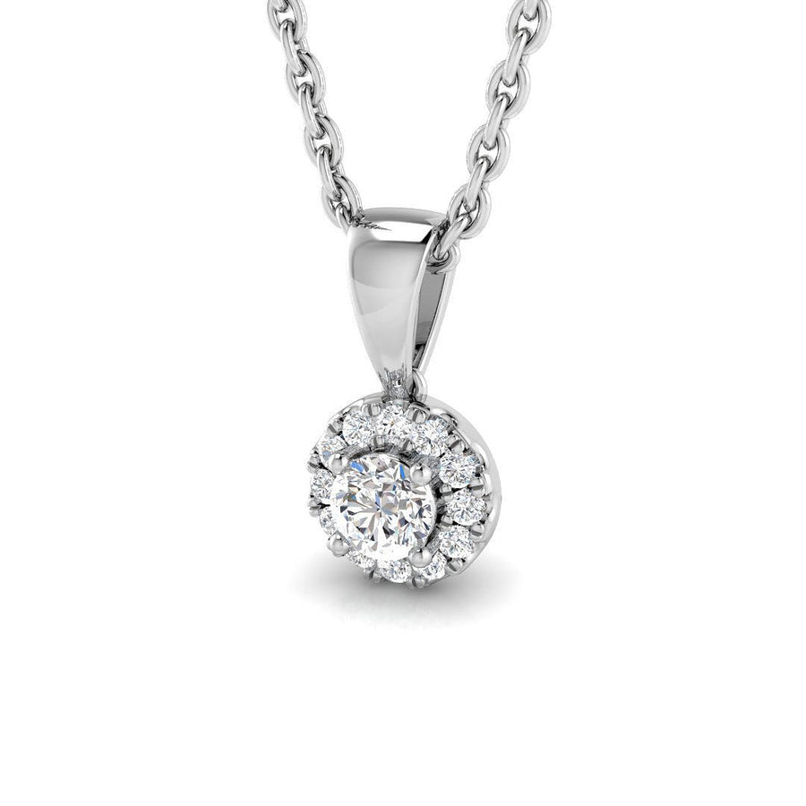 Lab Diamond Halo Pendant Necklace 0.10ct G/VS in 925 Silver - After Diamonds