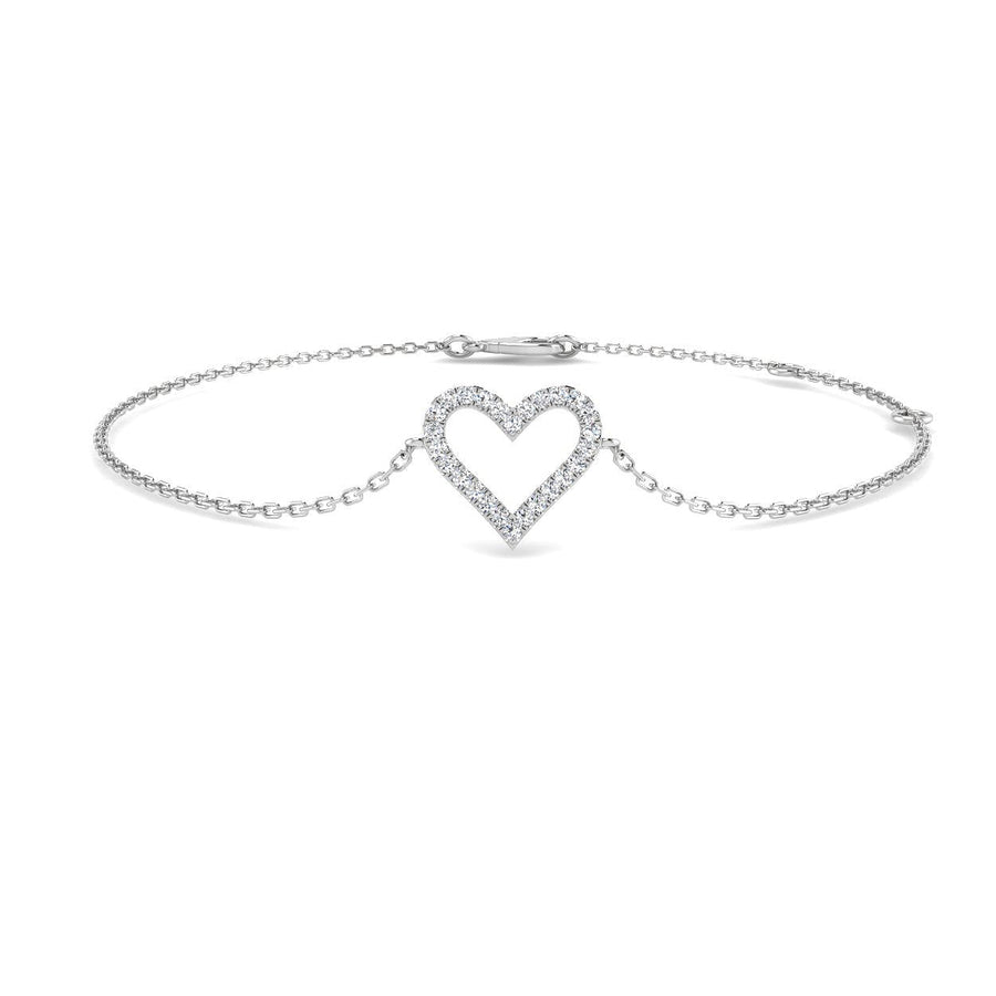 Lab Diamond Heart Bracelet 0.10ct G/VS in 18k White Gold - After Diamonds