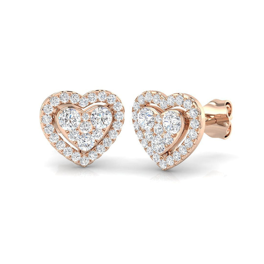 Lab Diamond Heart Earrings 0.60ct G/VS in 9k Rose Gold - After Diamonds