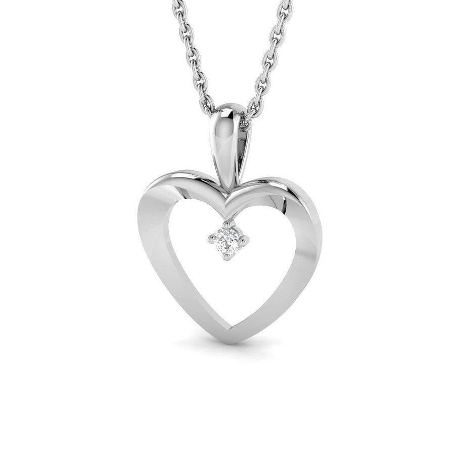 Lab Diamond Heart Pendant 0.02ct in 9k White Gold - After Diamonds