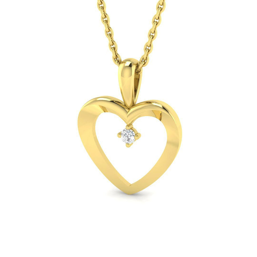 Lab Diamond Heart Pendant 0.02ct in 9k Yellow Gold - After Diamonds