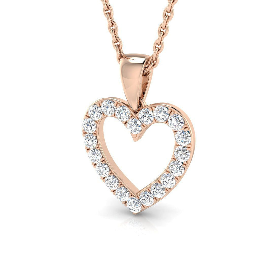 Lab Diamond Heart Pendant Necklace 0.25ct in 9k Rose Gold - After Diamonds