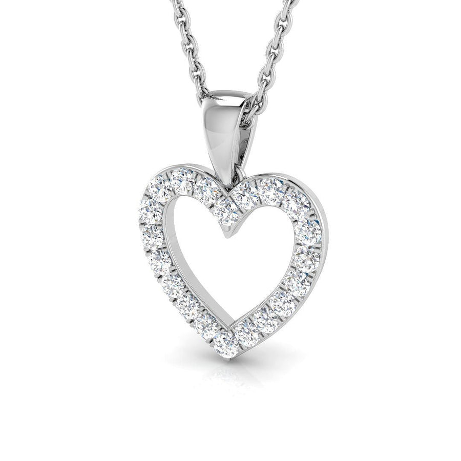 Lab Diamond Heart Pendant Necklace 0.25ct in 9k White Gold - After Diamonds