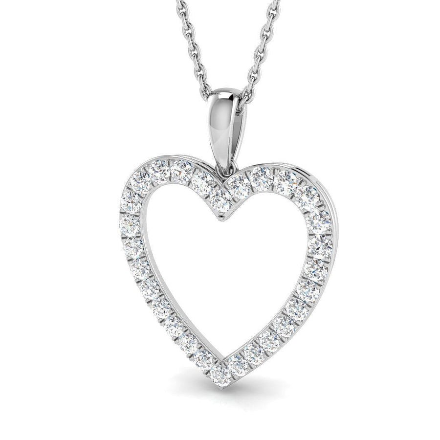 Lab Diamond Heart Pendant Necklace 0.50ct in 925 Silver - After Diamonds