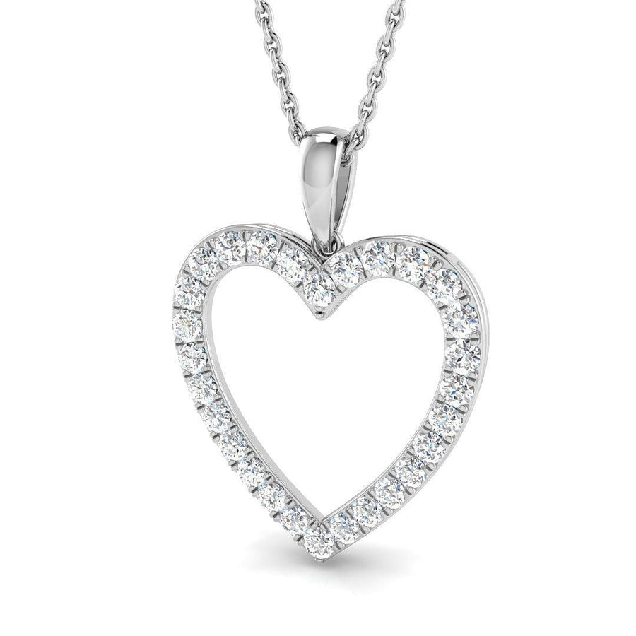 Lab Diamond Heart Pendant Necklace 0.50ct in 9k White Gold - After Diamonds