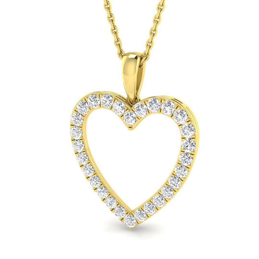 Lab Diamond Heart Pendant Necklace 0.50ct in 9k Yellow Gold - After Diamonds