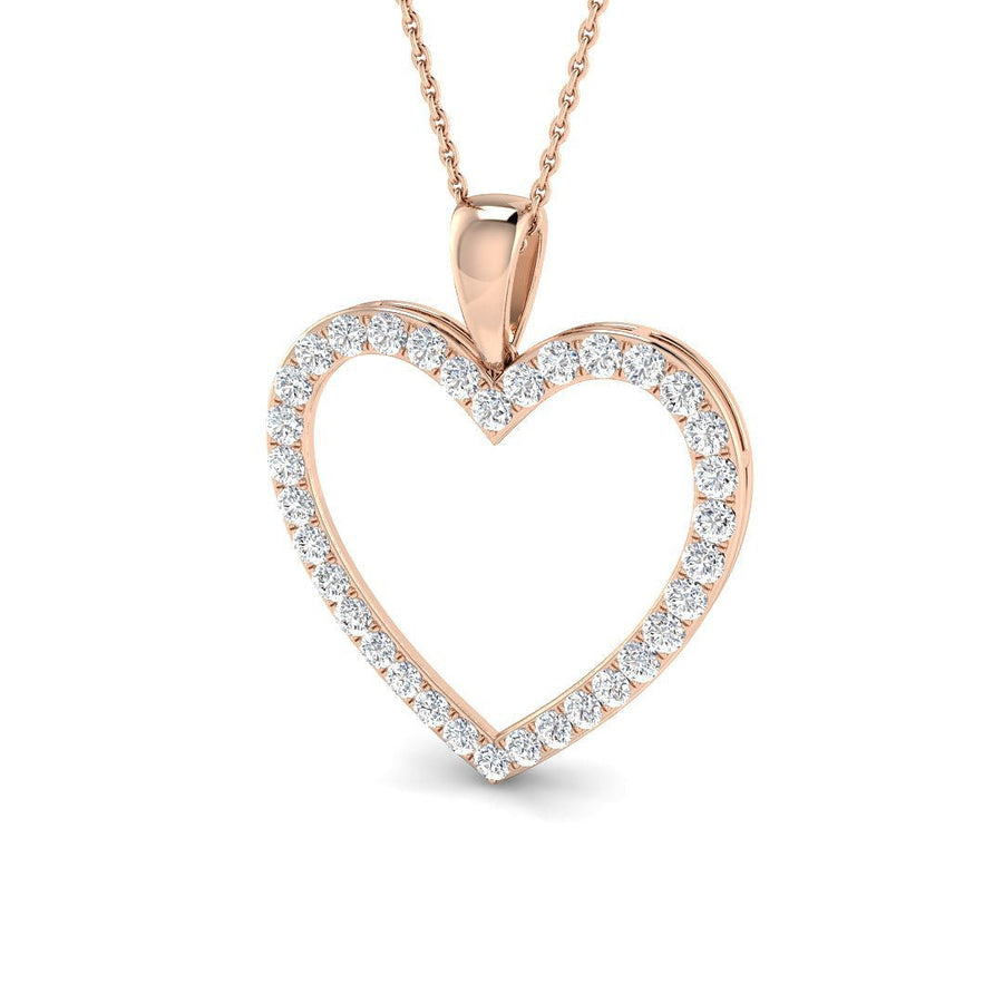 Lab Diamond Heart Pendant Necklace 1.00ct in 9k Rose Gold - After Diamonds