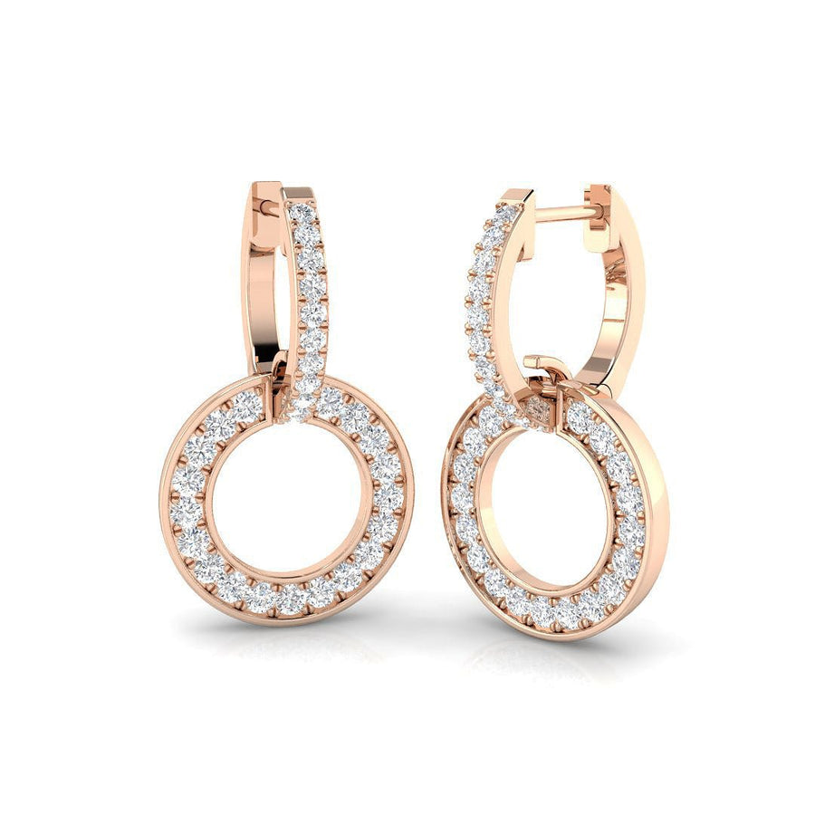 Lab Diamond Hoop Drop Circle Earrings 0.60ct G/VS in 9k Rose Gold - After Diamonds