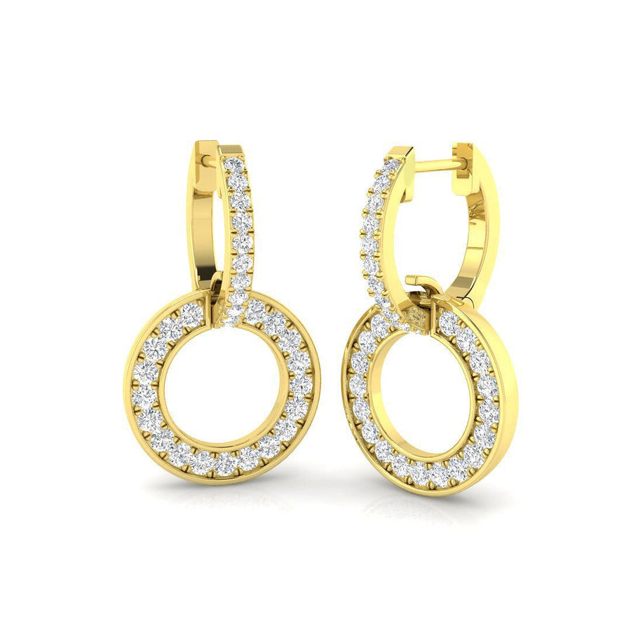 Lab Diamond Hoop Drop Circle Earrings 0.60ct G/VS in 9k Yellow Gold - After Diamonds