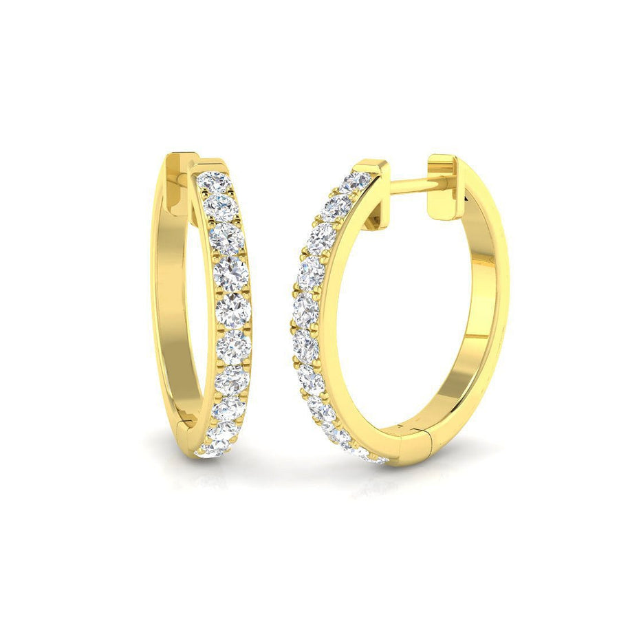 Lab Diamond Hoop Earrings 0.50ct in 9k Yellow Gold - After Diamonds