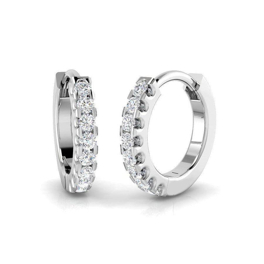 Lab Diamond Huggie Hoop Children Earrings 0.08ct in 925 Silver - After Diamonds