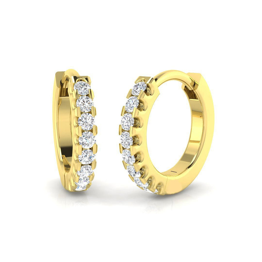 Lab Diamond Huggie Hoop Children Earrings 0.08ct in 9k Yellow Gold - After Diamonds