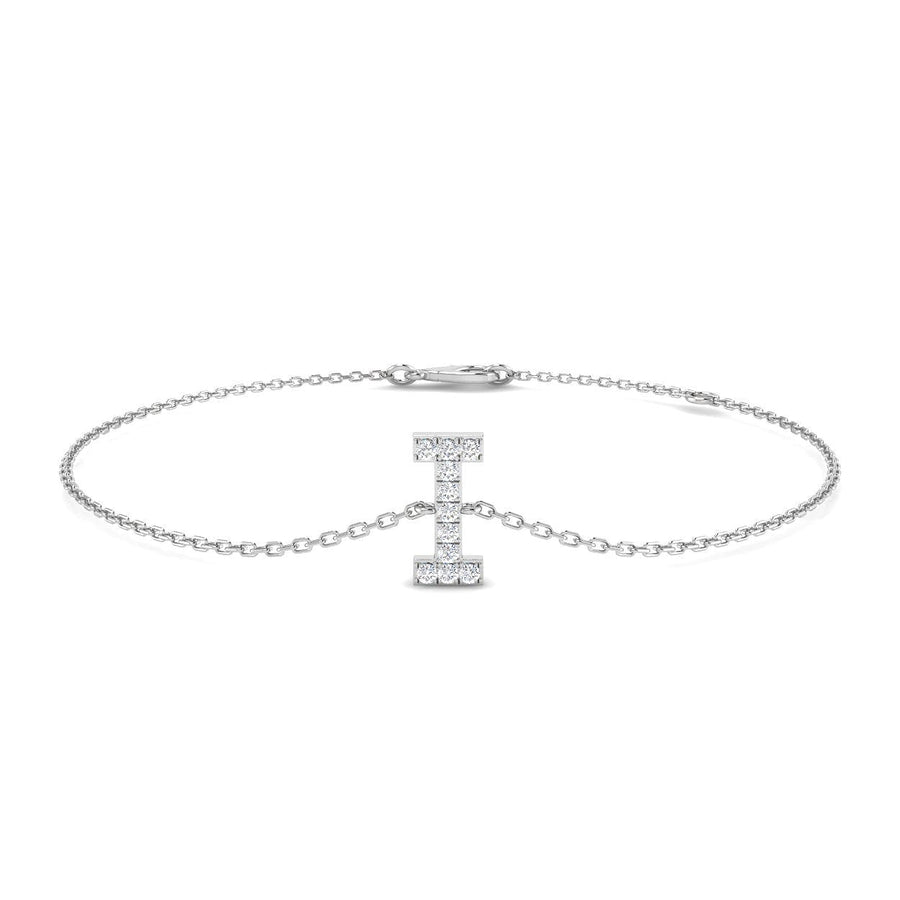 Lab Diamond 'I' Initial Chain Bracelet 0.15ct G/VS in 925 Silver - After Diamonds