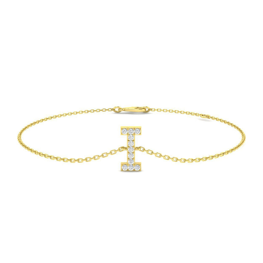 Lab Diamond 'I' Initial Chain Bracelet 0.15ct G/VS in 9k Yellow Gold - After Diamonds