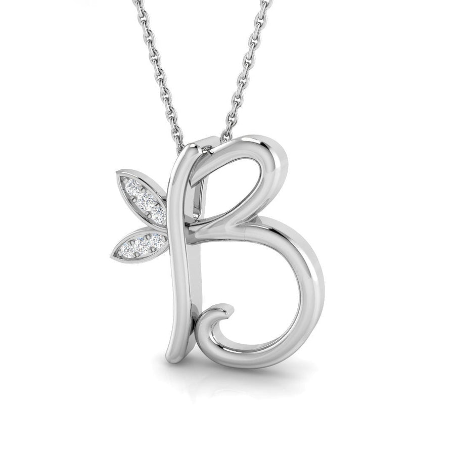 Lab Diamond Initial 'B' Pendant Necklace 0.05ct in 925 Silver - After Diamonds