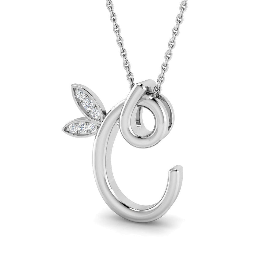 Lab Diamond Initial 'C' Pendant Necklace 0.05ct in 925 Silver - After Diamonds