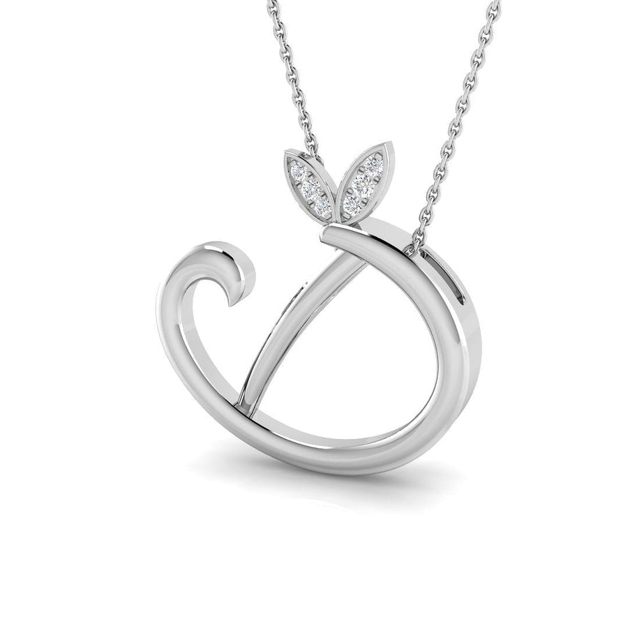 Lab Diamond Initial 'D' Pendant Necklace 0.05ct in 9k White Gold - After Diamonds