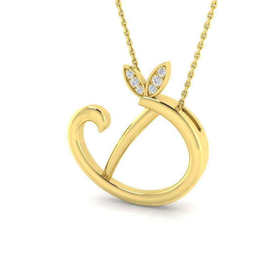 Lab Diamond Initial 'D' Pendant Necklace 0.05ct in 9k Yellow Gold - After Diamonds