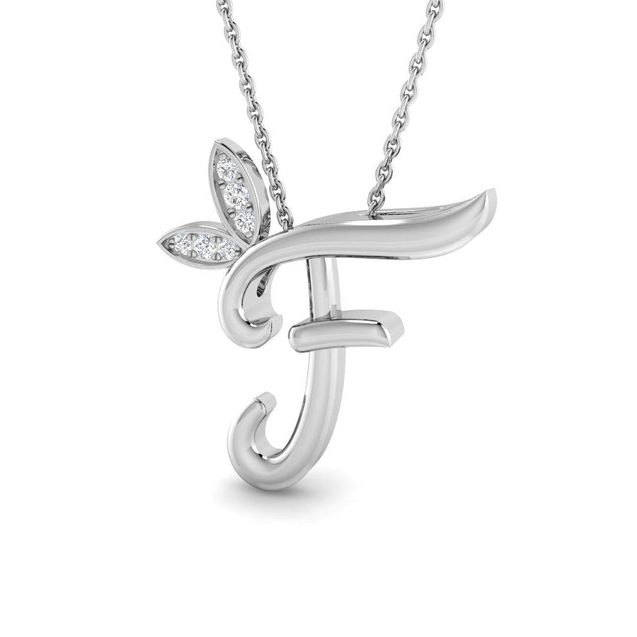 Lab Diamond Initial 'F' Pendant Necklace 0.05ct in 925 Silver - After Diamonds