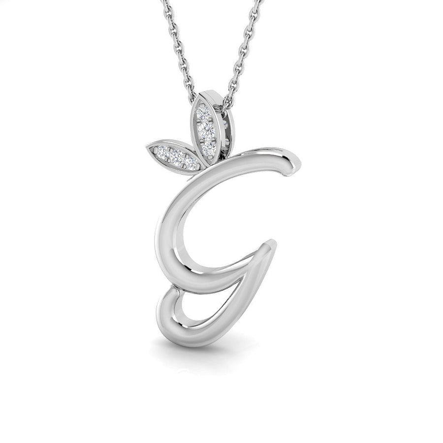 Lab Diamond Initial 'G' Pendant Necklace 0.05ct in 925 Silver - After Diamonds